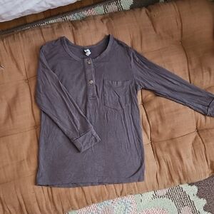 Kids Long Sleeve Henley Shirt - Gray Bamboo
